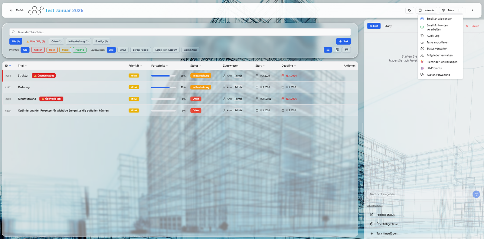 Task Liste mit KI-Chat